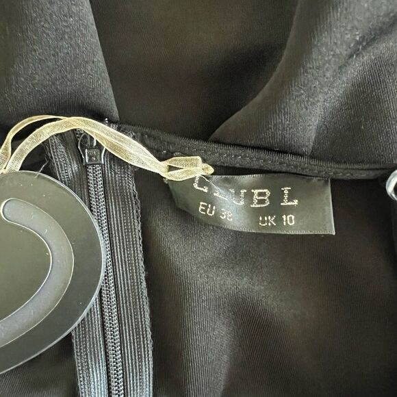 Mini Dress Club L V Neck Cage Detail Black Size 6 - Picture 5 of 7